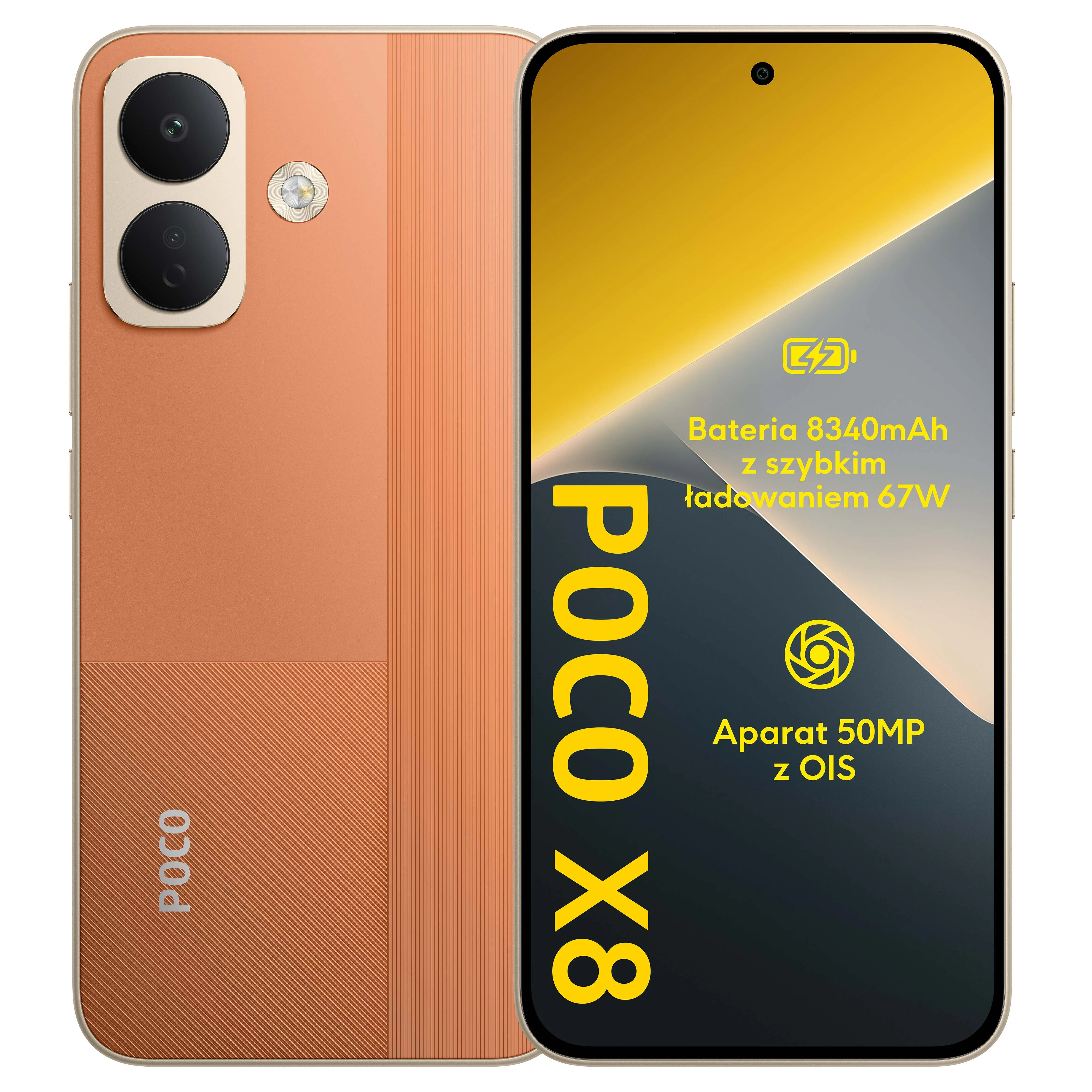Smartfon POCO X8 8/256GB Funkcje AI 6,83" 120Hz 50Mpix Pomarańczowy