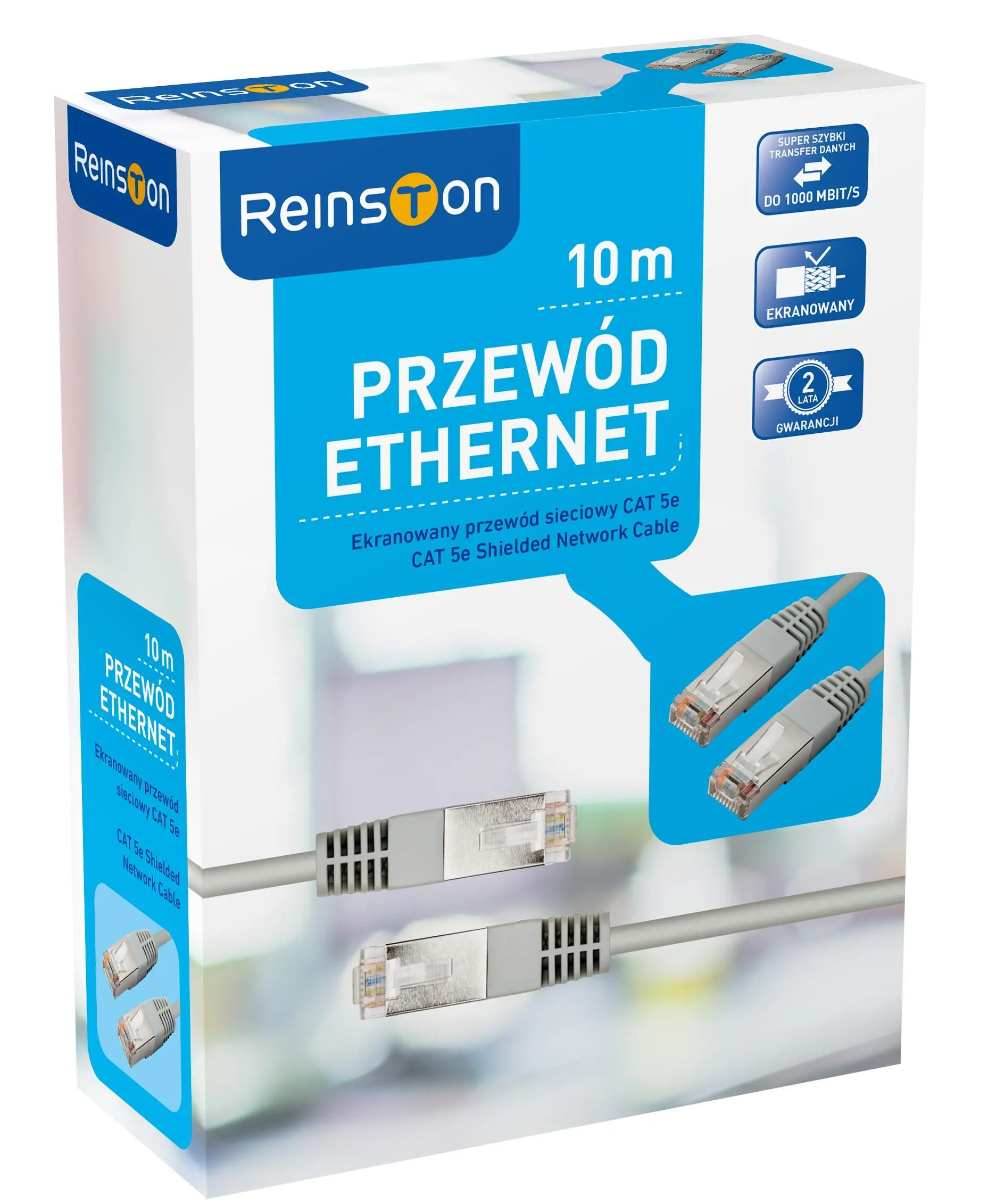 Kabel sieciowy Reinston EKK08 10m Srebrno-szary