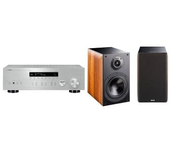 Zestaw stereo Yamaha MusicCast R-N303D (srebrny), Indiana Line Nota 260 X (orzech)