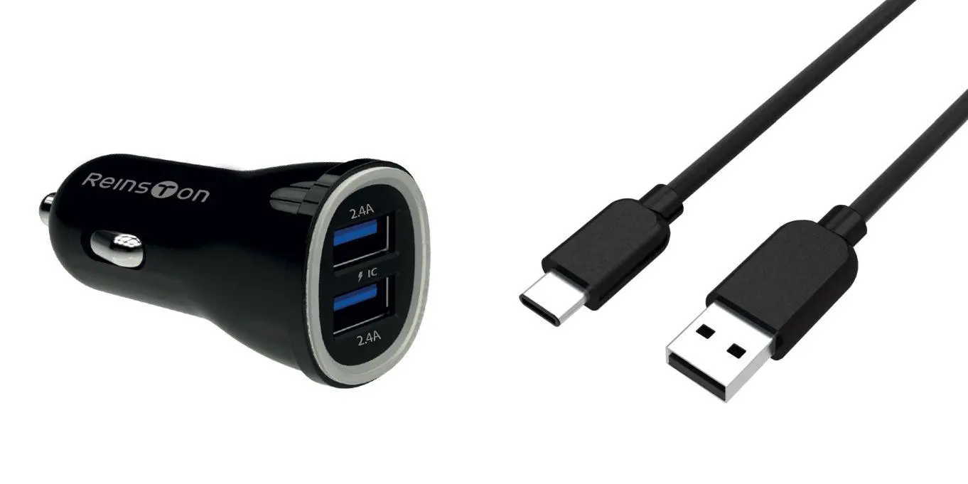 Ładowarka samochodowa Reinston ELSA08 kabel USB-C Czarny