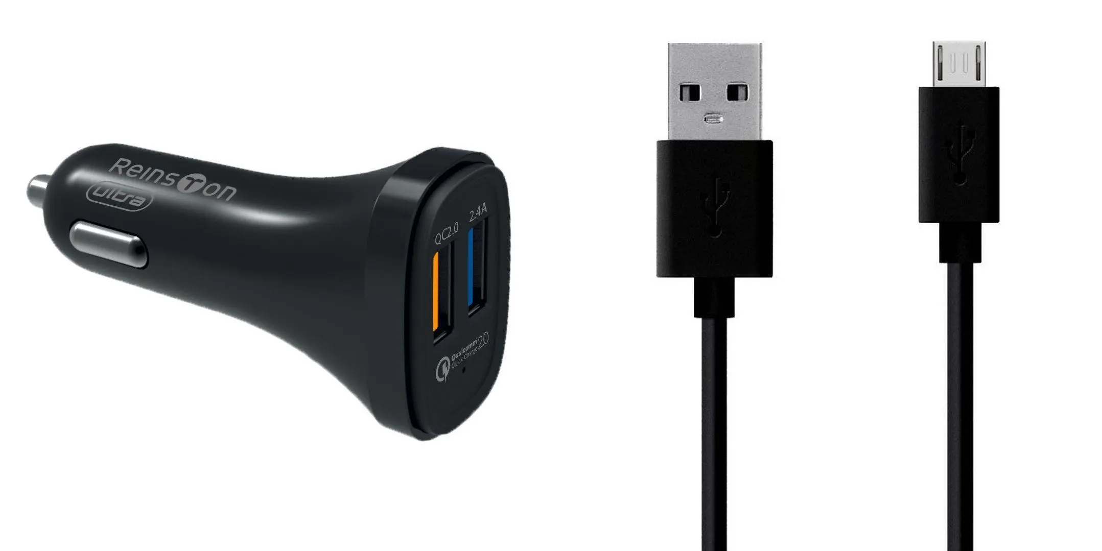 Ładowarka samochodowa Reinston ELSA07 kabel microUSB Czarny