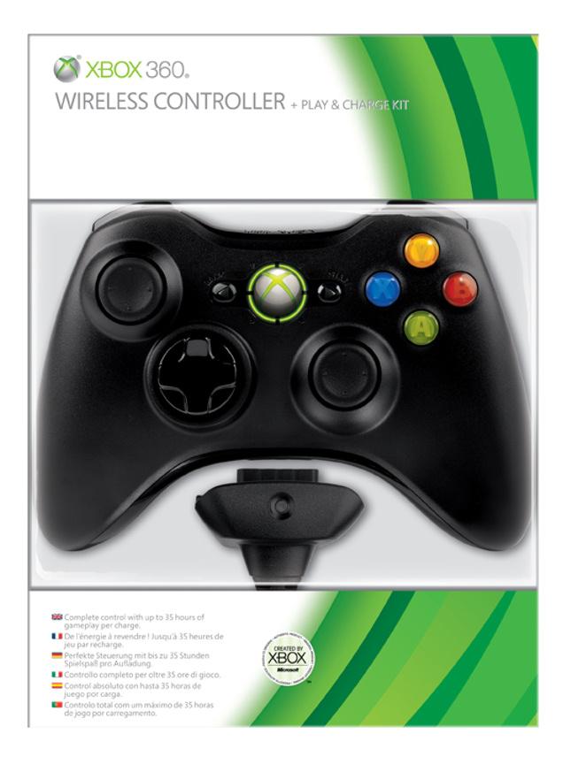 Pad Microsoft Xbox 360 Wireless (czarny) + Play & Charge Kit