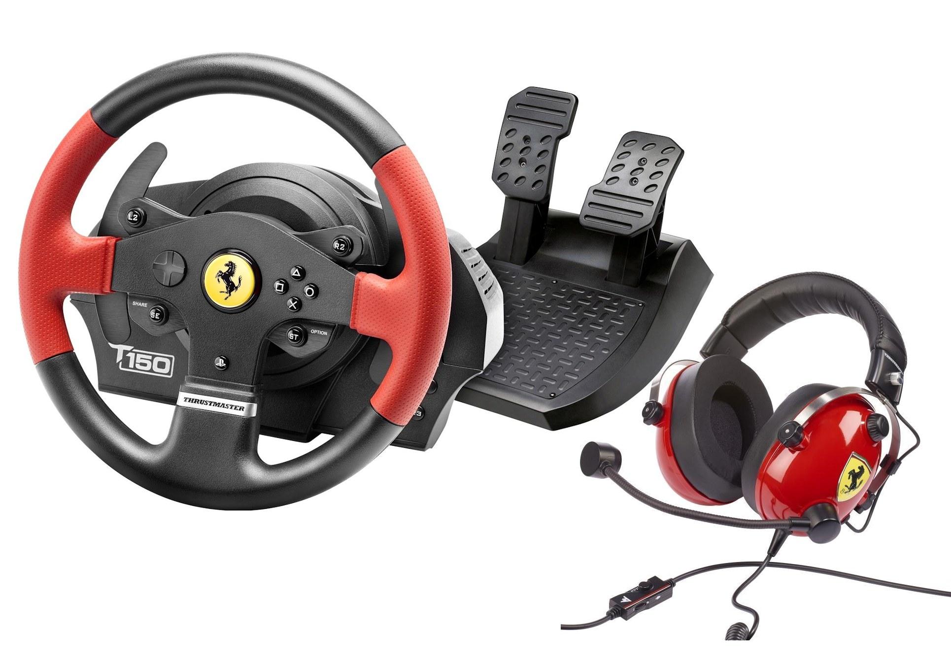 Kierownica Thrustmaster T150 Ferrari Wheel Force Feedback + słuchawki T.Racing Scuderia Ferrari Edition