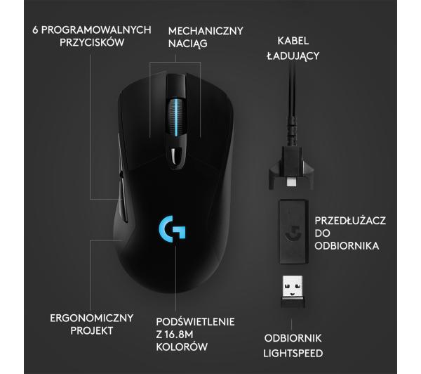 Logitech G703 LIGHTSPEED Wireless Gaming Mouse with HERO Sensor, Black 