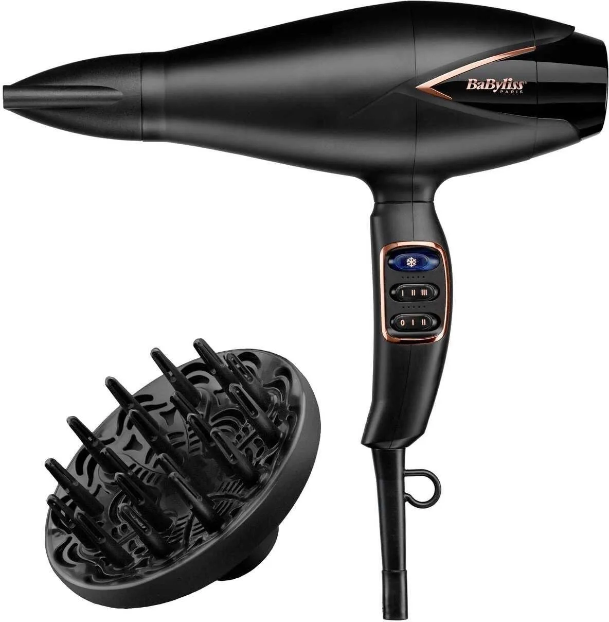 Suszarka do włosów BaByliss Salon Air Brilliance 2200 D665E Jonizacja Dyfuzor Zimny nawiew 2200W 2 prędkości 3 temperatury