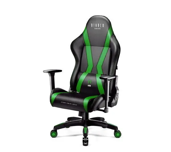Diablo Chairs X-Horn 2.0 Normal Size Gamingowy do 160kg Skóra ECO Czarno-zielony - Kup na Raty - RRSO 0%