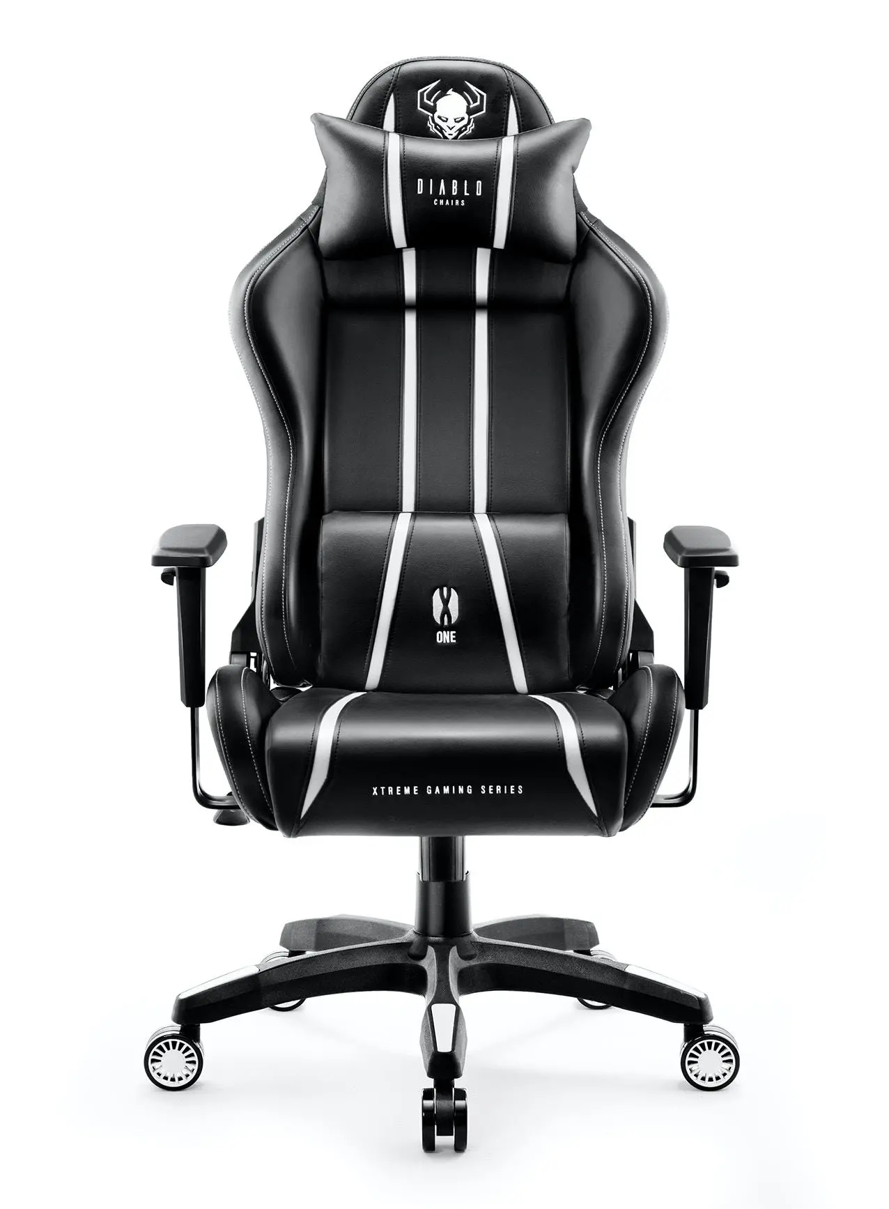 Fotel Diablo Chairs X-One 2.0 King Size Gamingowy do 160kg Skóra ECO Tkanina Czarno-biały