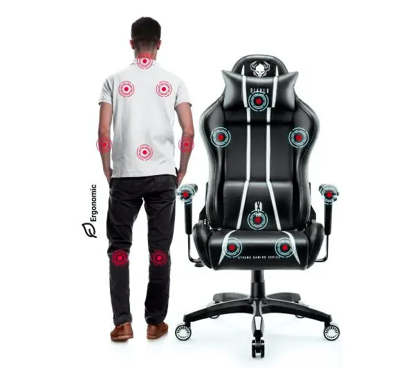 Diablo Chairs X-One 2.0 King Size Gamingowy do 160kg Skóra ECO Tkanina Czarno-biały - Kup na Raty - RRSO 0%