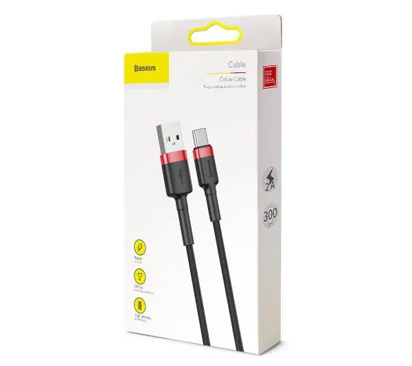 Baseus Cafule CATKLF-U91 USB do USB-C 3m 2A Czerwono-czarny