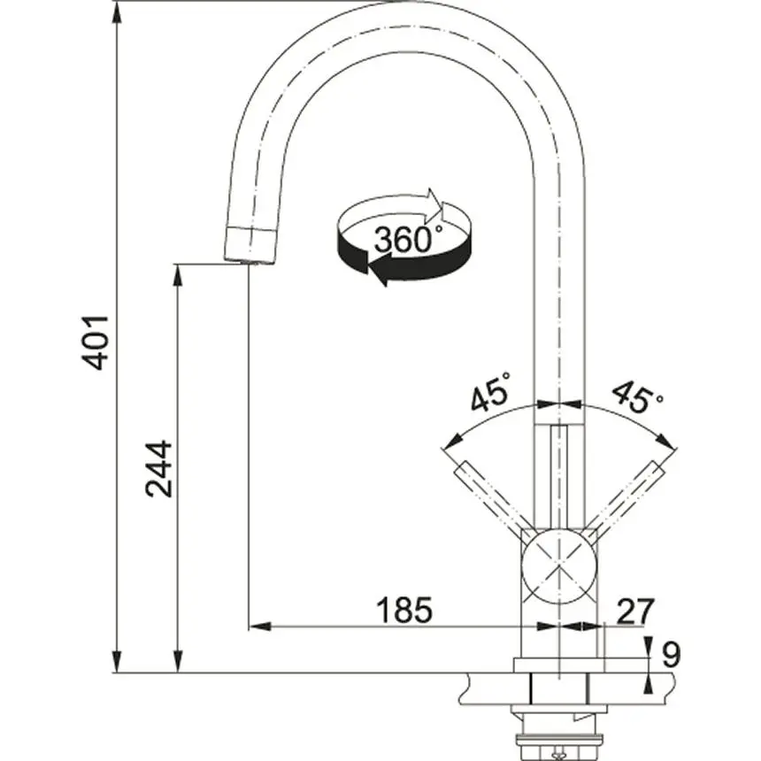 Bateria Franke Eos Clear Srebrny Stal szlachetna