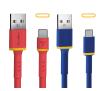 Kabel Reinston USB-USB-C + USB-USB-C 1,5m Czerwony Niebieski