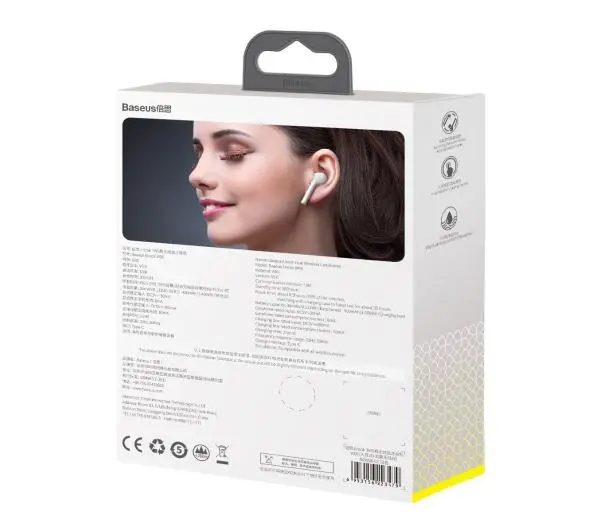 Baseus Encok W06 Dokanałowe Bluetooth 5.0 Biały