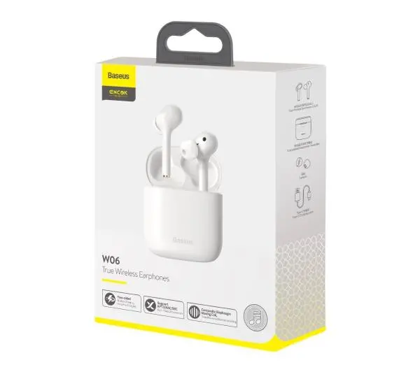 Baseus Encok W06 Dokanałowe Bluetooth 5.0 Biały