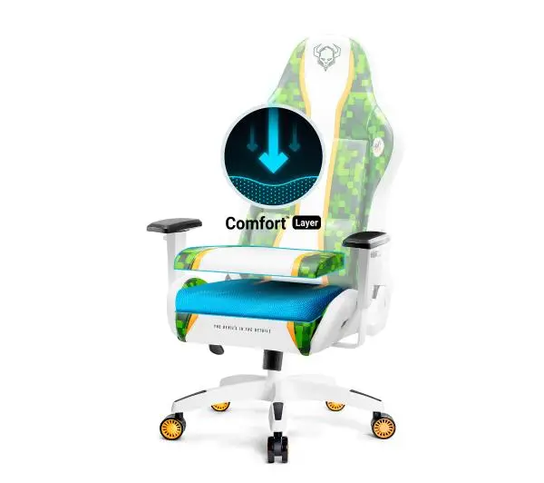 Diablo Chairs X-One 2.0 Craft Normal Size Gamingowy do 160kg Skóra ECO Tkanina Biało-zielony - Kup na Raty - RRSO 0%