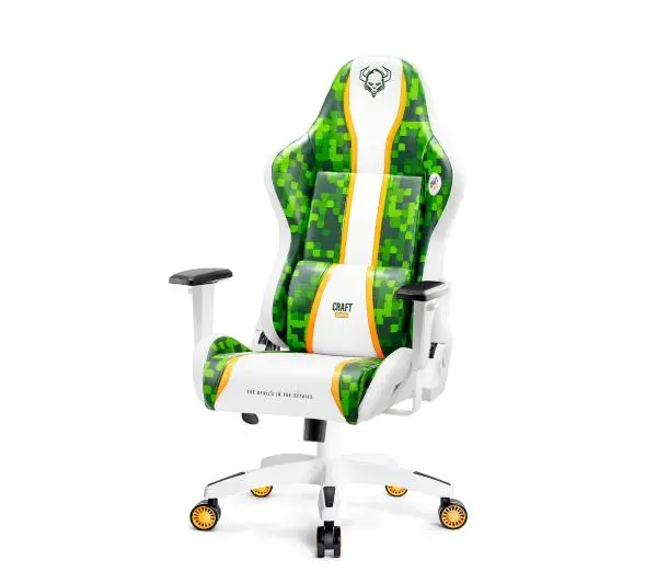 Diablo Chairs X-One 2.0 Craft Normal Size Gamingowy do 160kg Skóra ECO Tkanina Biało-zielony - Kup na Raty - RRSO 0%