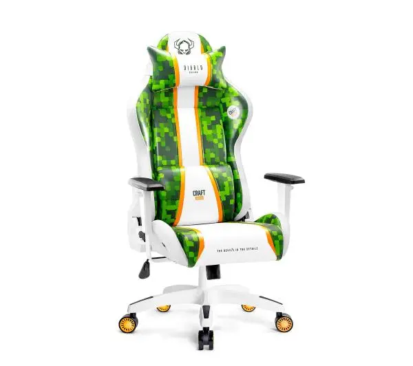 Diablo Chairs X-One 2.0 Craft Normal Size Gamingowy do 160kg Skóra ECO Tkanina Biało-zielony - Kup na Raty - RRSO 0%