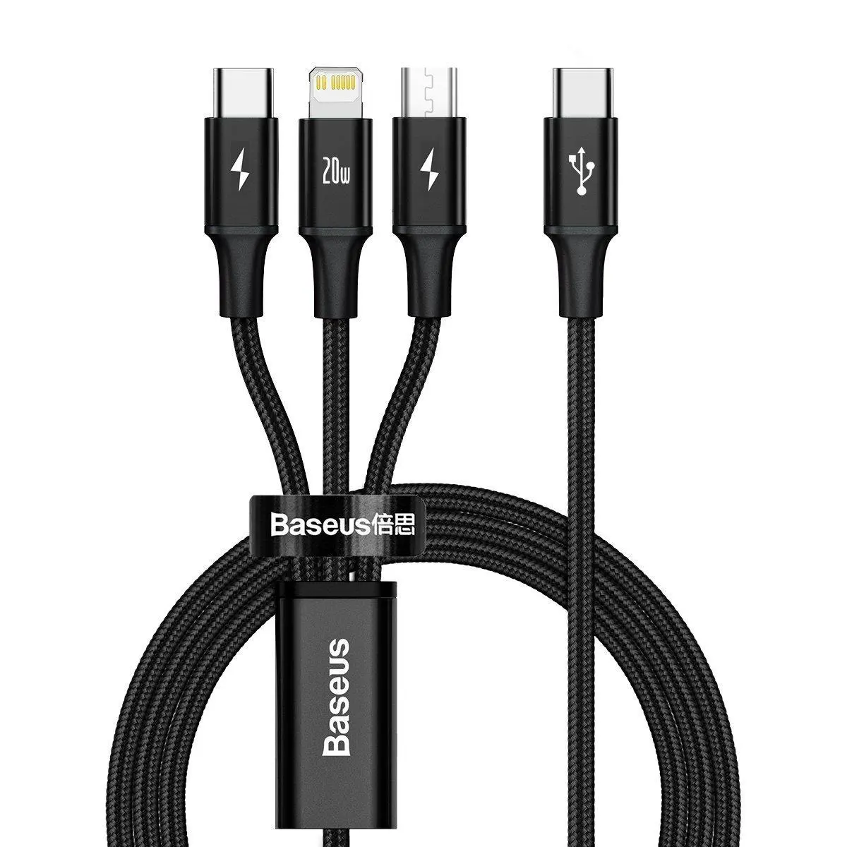Kabel Baseus USB-C 3w1 Rapid Series 20W 1,5m Czarny