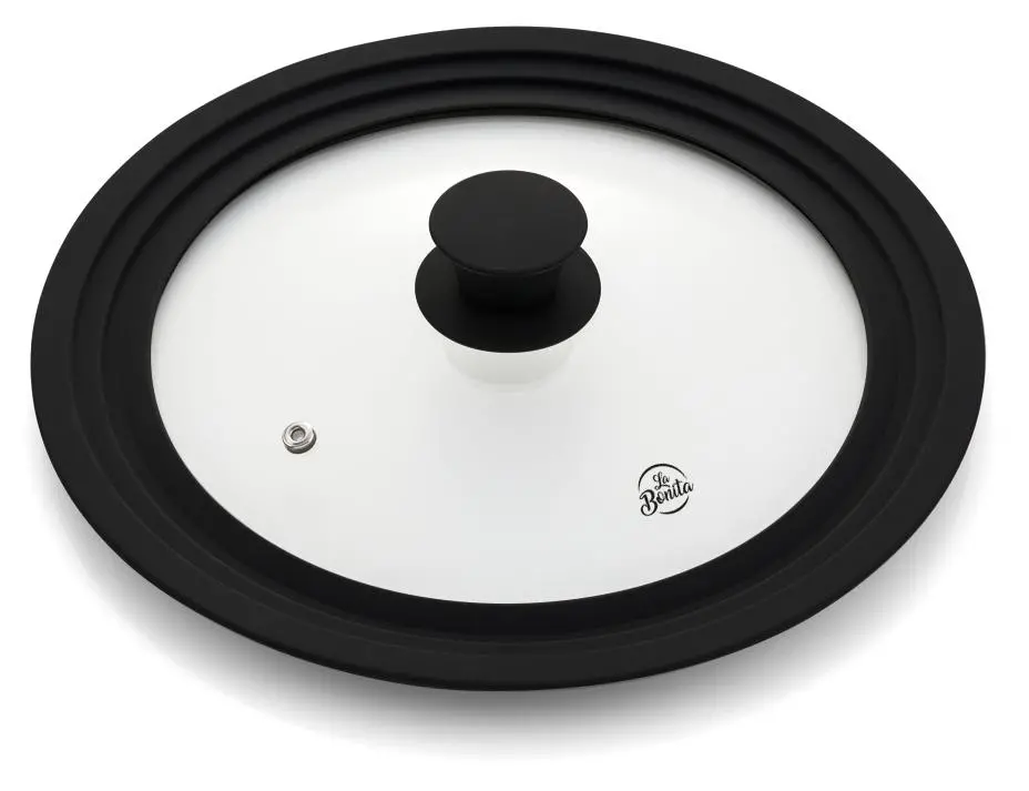 Pokrywa La Bonita LB2428PO02 3w1 Uniwersalna 24cm 26cm 28cm Szklana Silikonowy uchwyt i rant