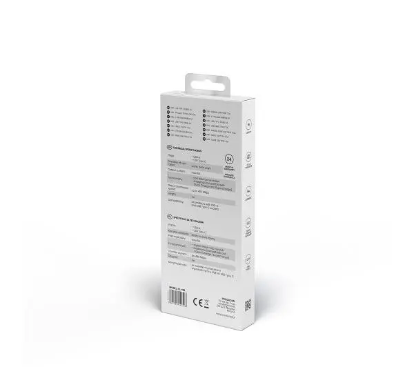 Savio CL-126 USB do USB typ C 3A 1m Biały