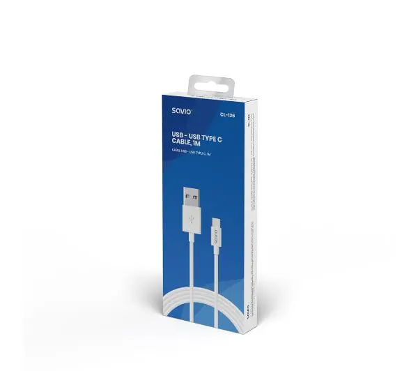 Savio CL-126 USB do USB typ C 3A 1m Biały