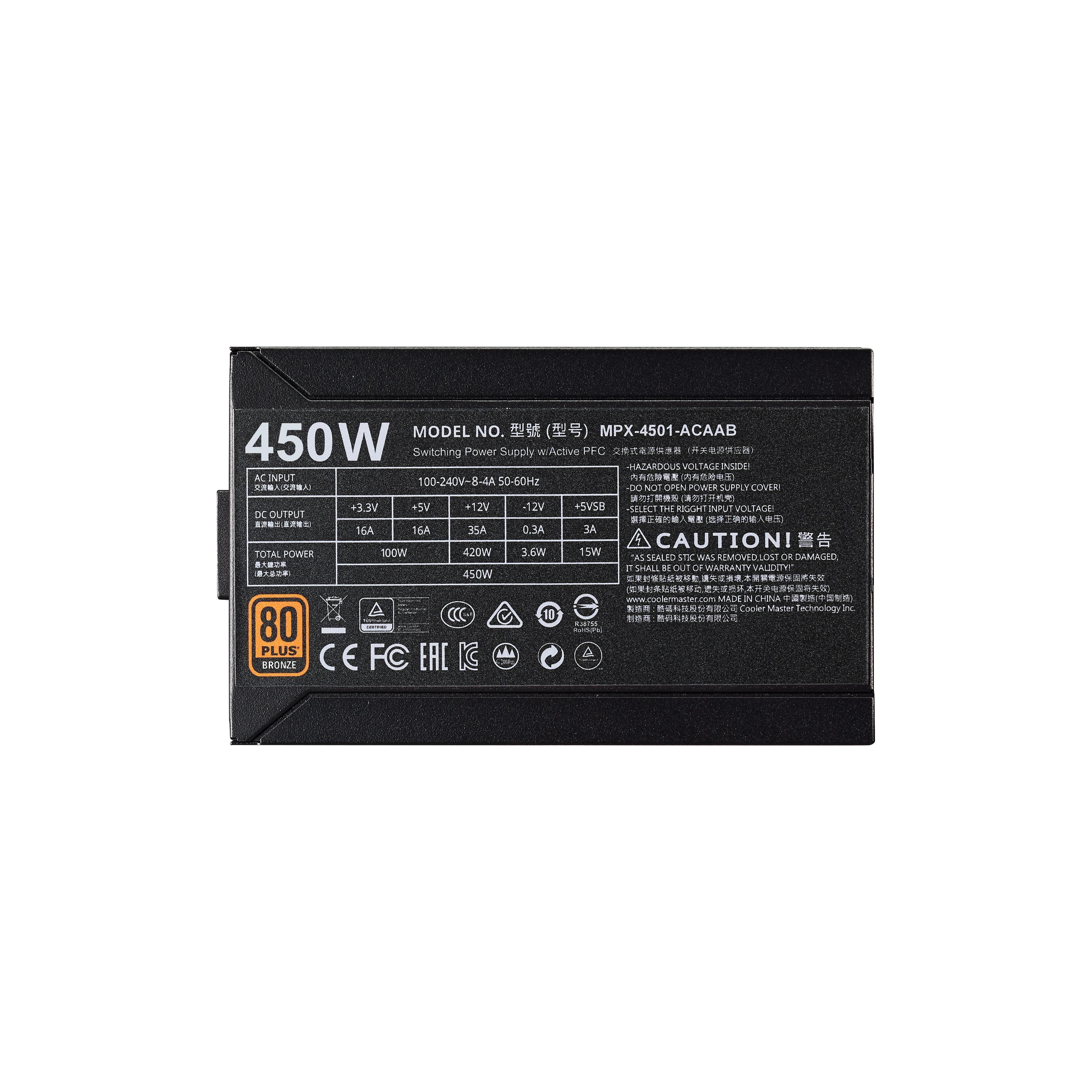 Zasilacz Cooler Master MWE 450 V2 450W 80+ Bronze