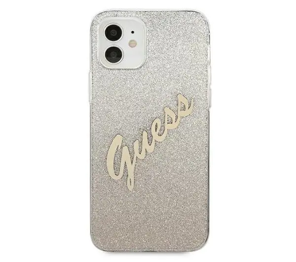 Guess Glitter Gradient GUHCP12SPCUGLSGO do iPhone 12 mini Złoty