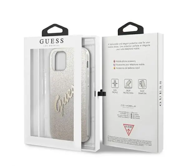 Guess Glitter Gradient GUHCP12SPCUGLSGO do iPhone 12 mini Złoty