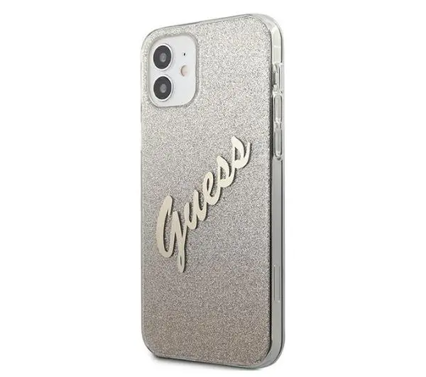 Guess Glitter Gradient GUHCP12SPCUGLSGO do iPhone 12 mini Złoty