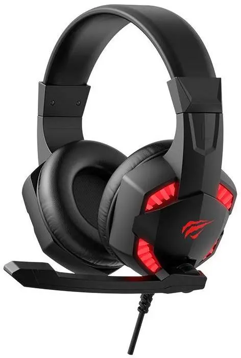 Słuchawki przewodowe z mikrofonem Havit H2032D Nauszne Czarno-czerwony