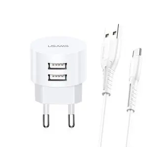 Ładowarka sieciowa USAMS T20 2x USB + kabel microUSB Biały