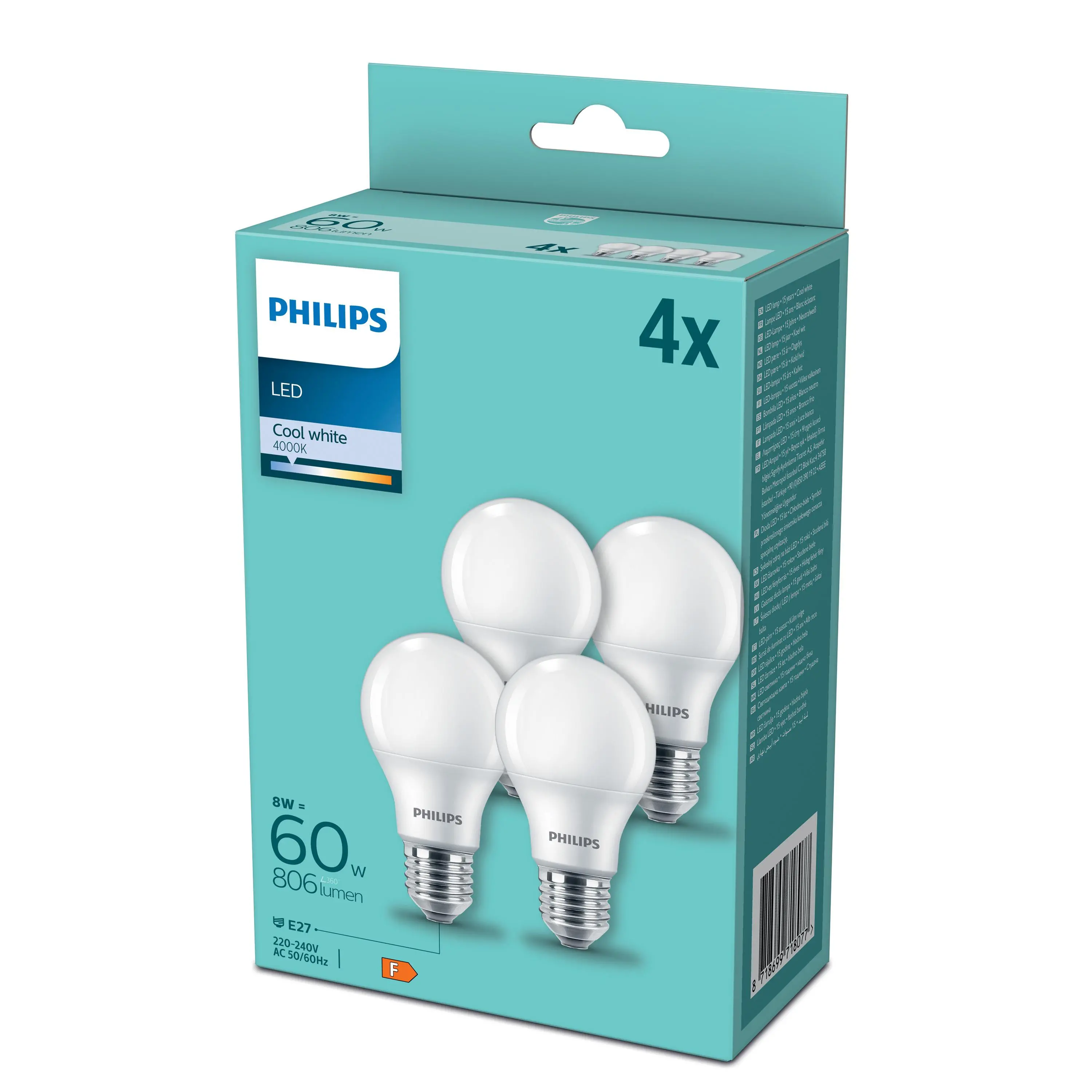 Żarówka LED Philips 8W (60W) E27 4szt.