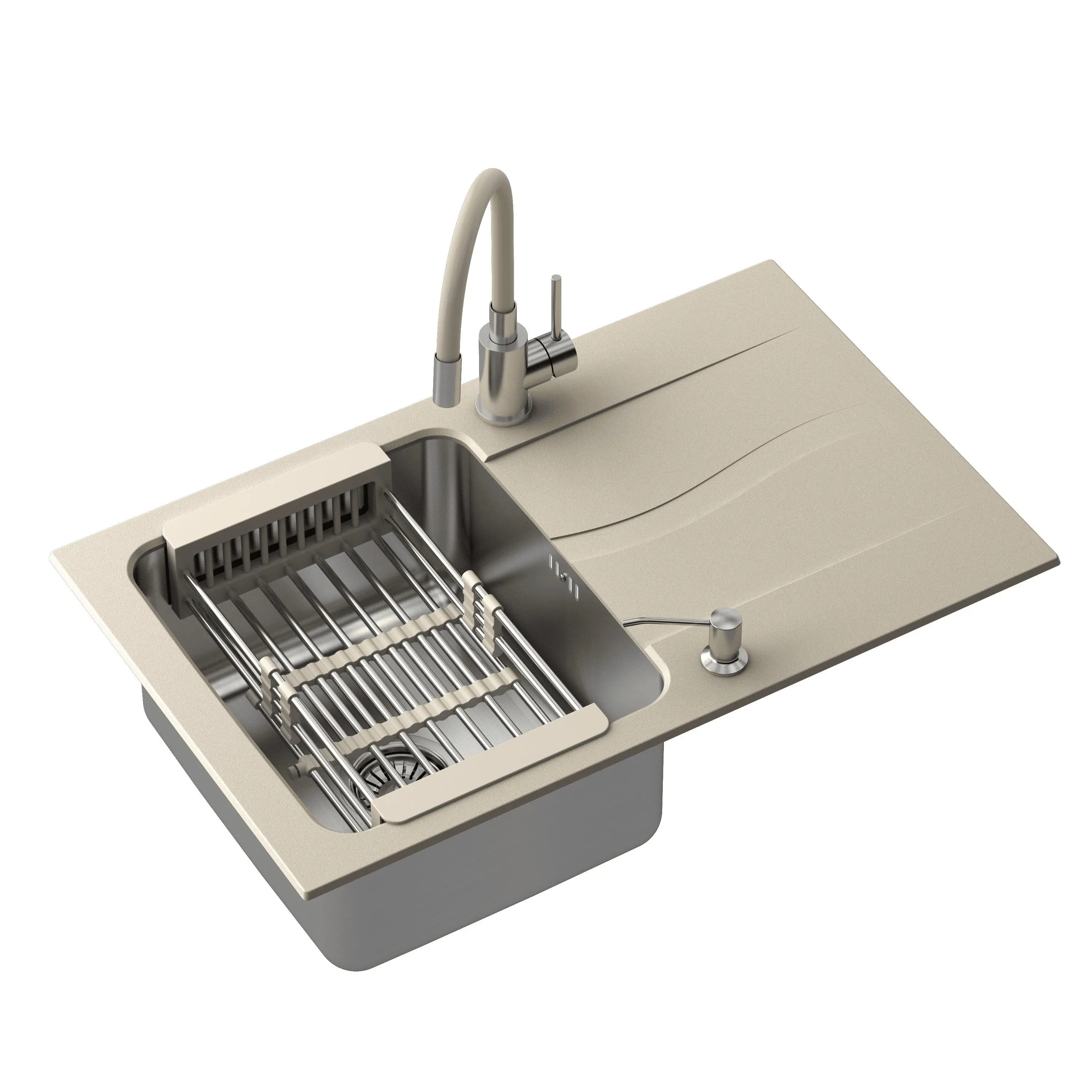 Zlewozmywak Quadron FUS_M7848BE_ZES_MDK Magic Beżowy + bateria Maggie Beżowy