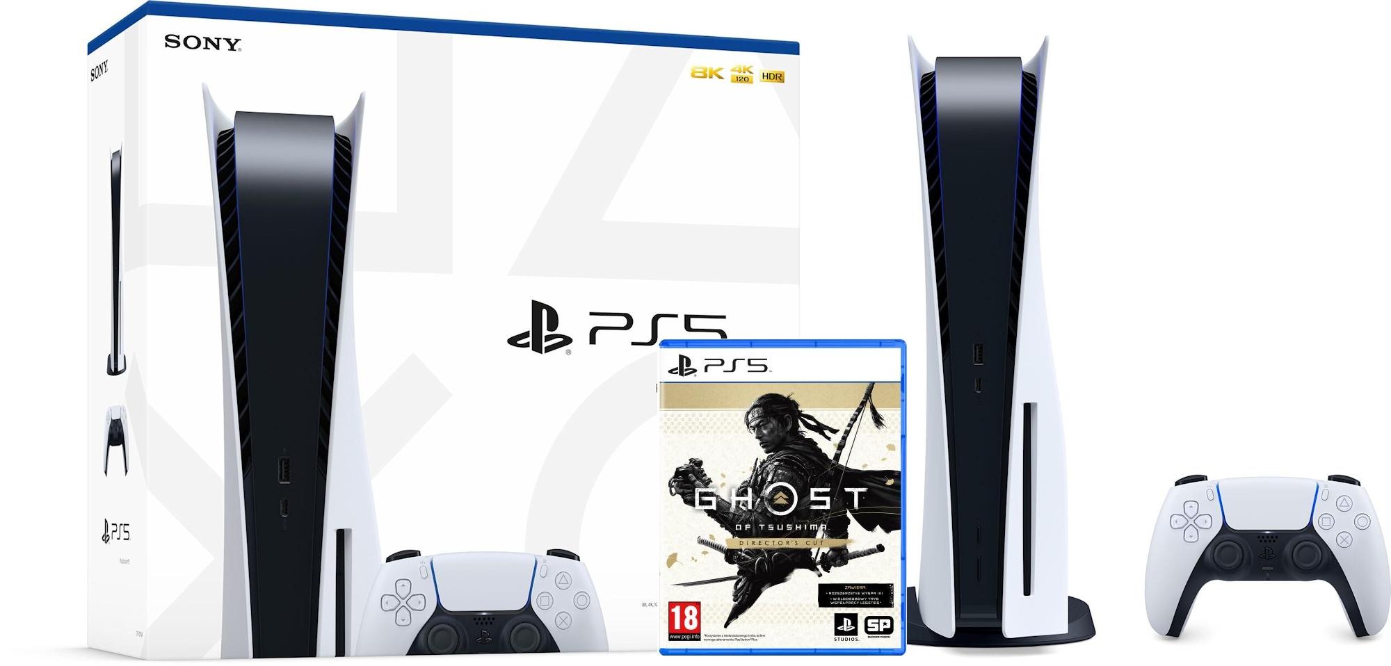 Konsola Sony PlayStation 5 (PS5) z napędem + Ghost of Tsushima Directors Cut