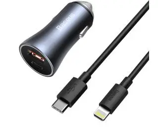 Baseus TZCCJD-B0G Golden Contactor Pro USB USB-C QC4,0 PD SCP 40W Szary kabel USB-C do iP 1m Czarny - ⚡ EURO HIT CENOWY! ⚡