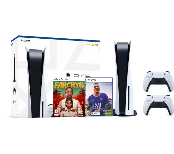 konsola PlayStation 5 Sony PlayStation 5 + FIFA 22 + Far Cry 6 + dodatkowy pad (biały)