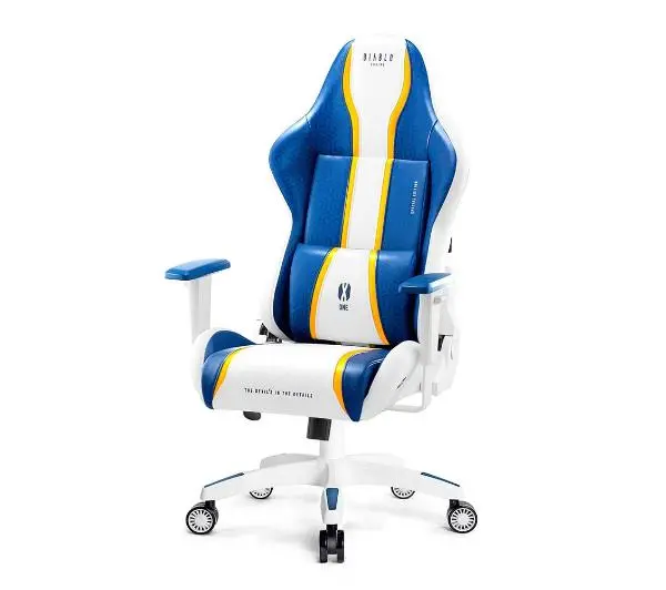 Diablo Chairs X-One 2.0 King Size Aqua Blue Gamingowy do 160kg Skóra ECO Tkanina Biało-niebieski - Kup na Raty - RRSO 0%