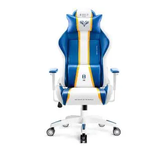 Fotel Diablo Chairs X-One 2.0 King Size Aqua Blue Gamingowy do 160kg Skóra ECO Tkanina Biało-niebieski