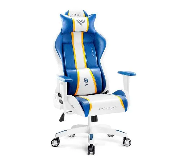 Diablo Chairs X-One 2.0 King Size Aqua Blue Gamingowy do 160kg Skóra ECO Tkanina Biało-niebieski - Kup na Raty - RRSO 0%