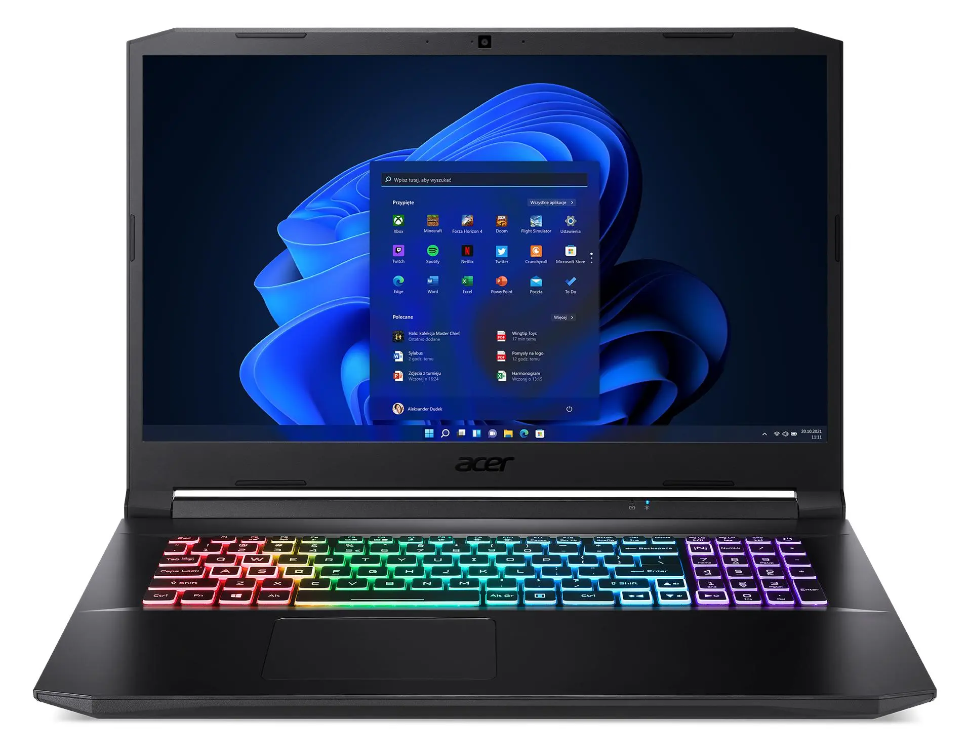 Laptop gamingowy Acer Nitro 5 AN517-54-7118 17,3" 165Hz i7-11800H 16GB RAM 1TB Dysk SSD RTX3070 Win10 Czarny