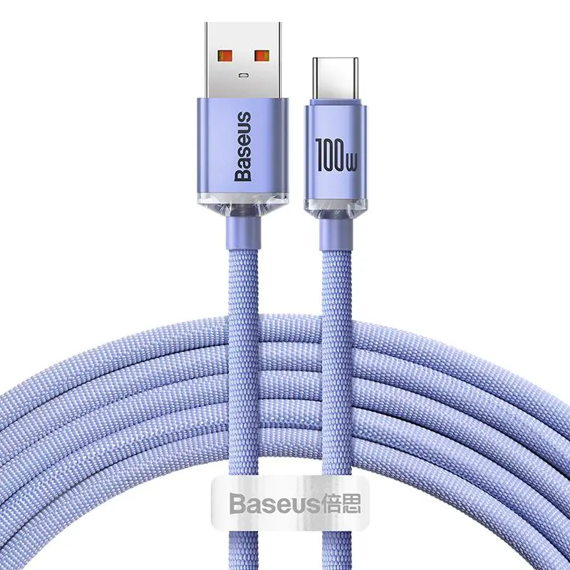 Kabel Baseus USB-C Crystal 5A 1,2 m Fioletowy