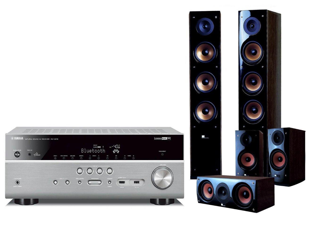 Zestaw kina Yamaha RX-V679 (tyanowy), Pure Acoustics Supernova 8 (mocca)