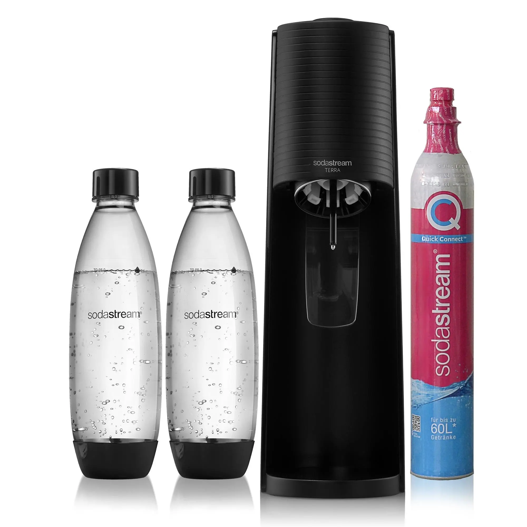Saturator Sodastream Terra Czarny + 2 butelki + Nabój z gazem CO2