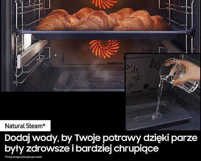 Piekarnik elektryczny parowy Samsung NV7B4245VAK Dual Cook Termoobieg Zdalne sterowanie Czarne szkło