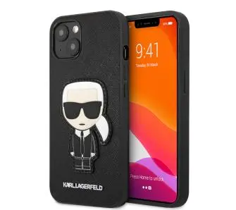 Etui Karl Lagerfeld Saffiano Ikonik Karl`s Patch KLHCP13SOKPK do iPhone 13 mini Czarny