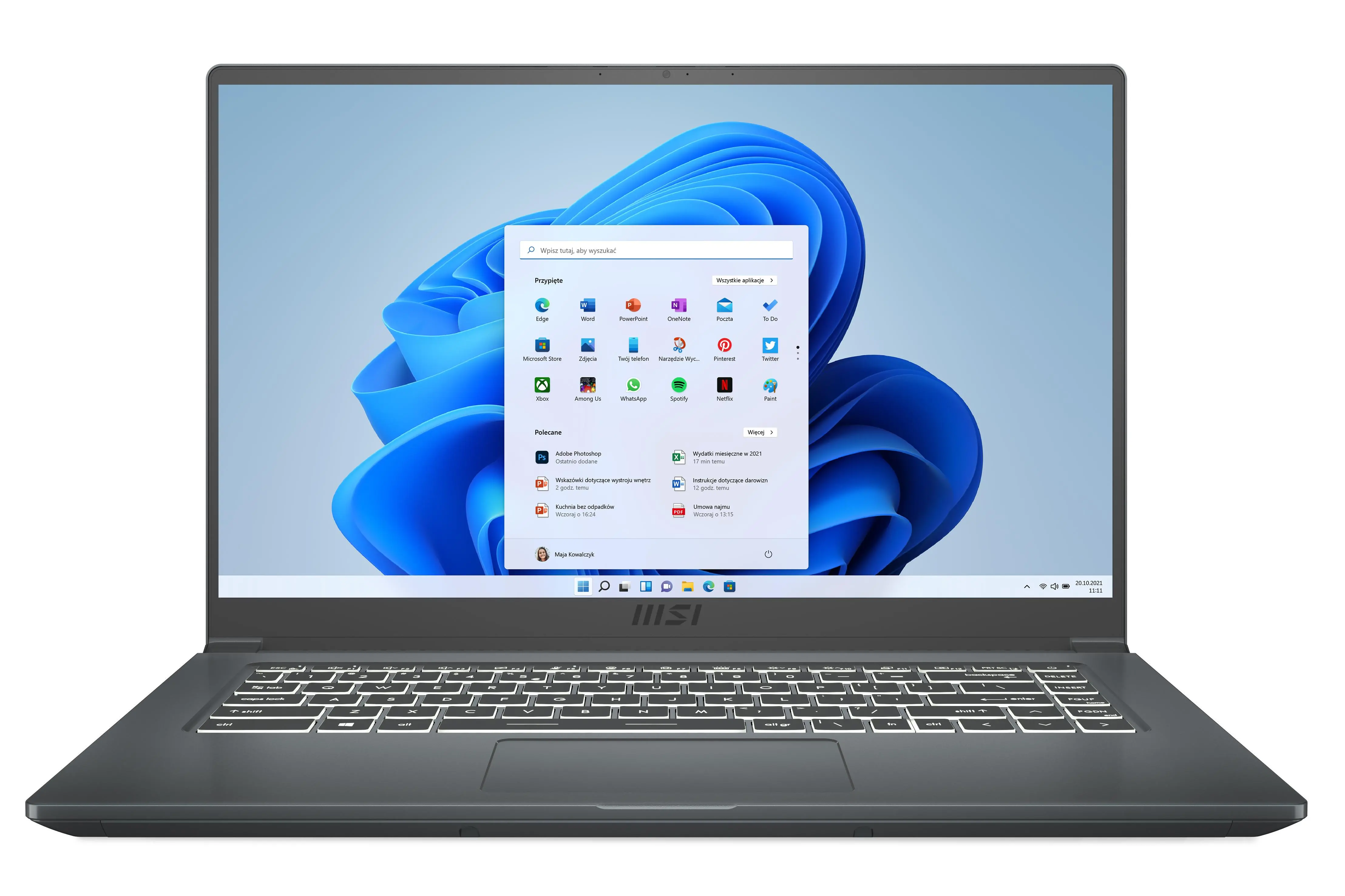 Laptop MSI Modern 15 A5M-261PL 15,6" R5 5500U 8GB RAM 256GB Dysk SSD Win11 Szary