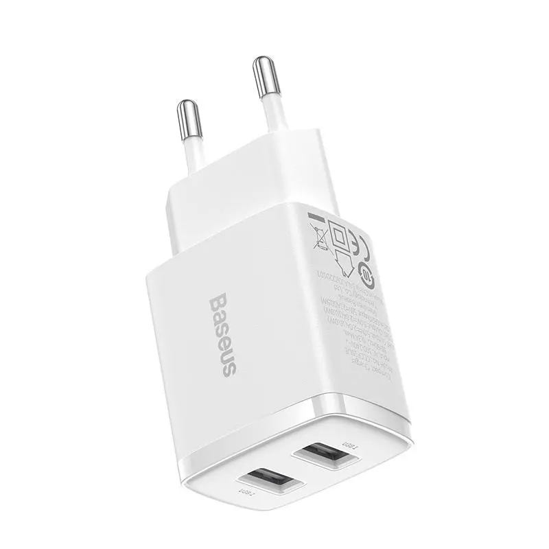 Ładowarka sieciowa Baseus CCXJ010202, 2x USB, 10.5W Biały