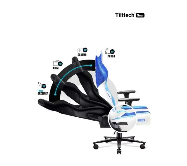 Diablo Chairs X-Player 2.0 Normal Size Gamingowy do 150kg Skóra ECO Tkanina Biało-niebieski - Kup na Raty - RRSO 0%