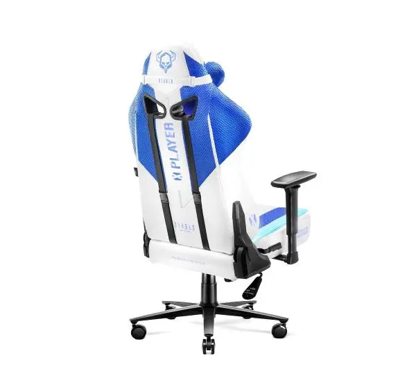 Diablo Chairs X-Player 2.0 Normal Size Gamingowy do 150kg Skóra ECO Tkanina Biało-niebieski - Kup na Raty - RRSO 0%