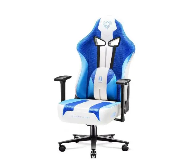 Diablo Chairs X-Player 2.0 Normal Size Gamingowy do 150kg Skóra ECO Tkanina Biało-niebieski - Kup na Raty - RRSO 0%
