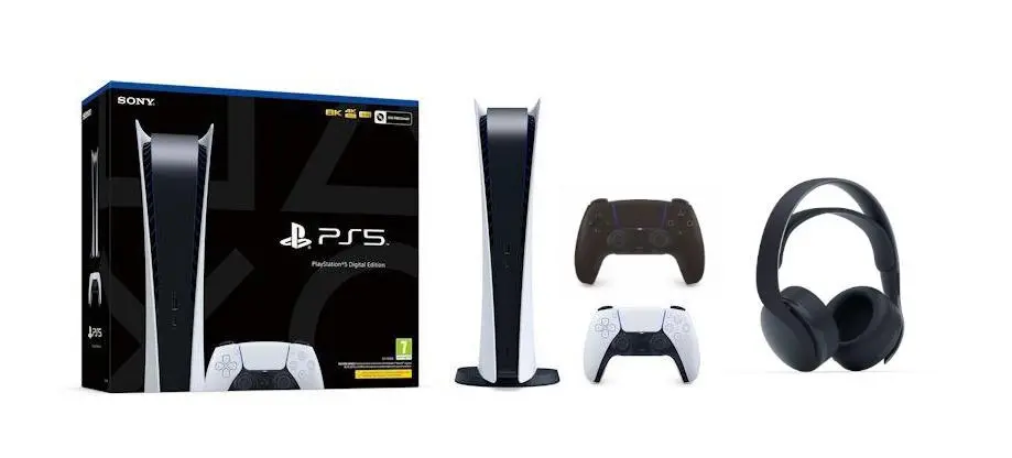Konsola Sony PlayStation 5 Digital (PS5) + Słuchawki PULSE 3D Czarny + Dodatkowy Pad Czarny